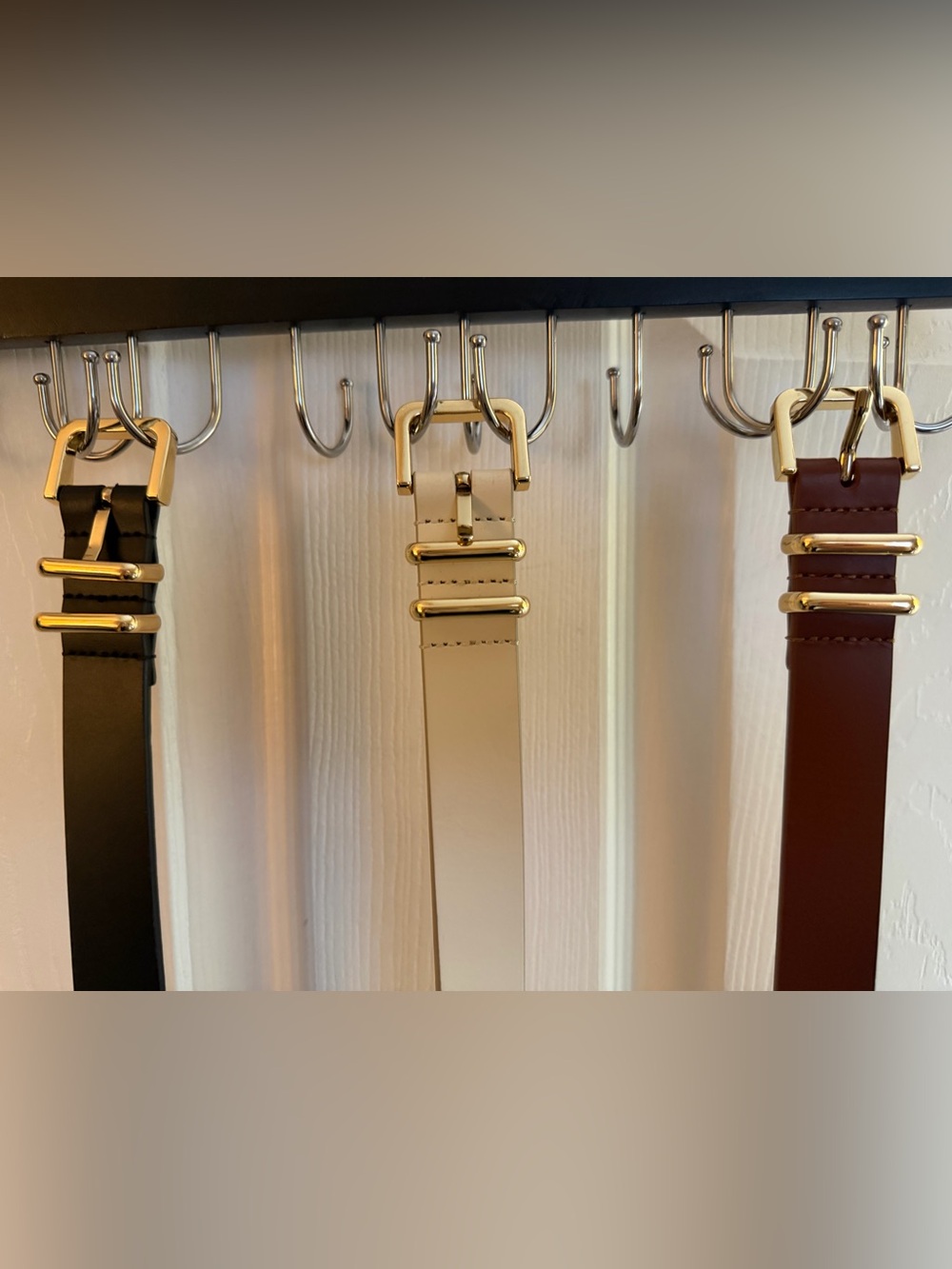 Abercrombie & Fitch (3) Belts Black, Brown Cream with Gold Hardware